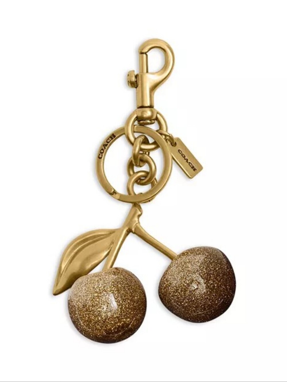 Authentic Coach Signature Cherry Bag Charm Key chain 77840 Gold Brass